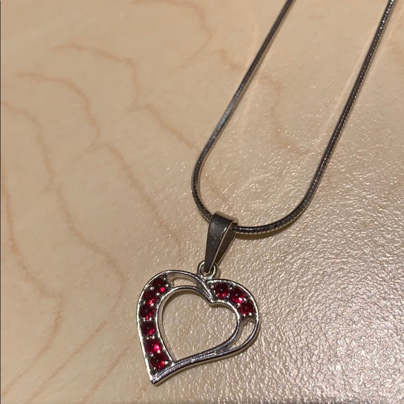Sterling silver heart necklace with granite stones - Picture 1 of 9